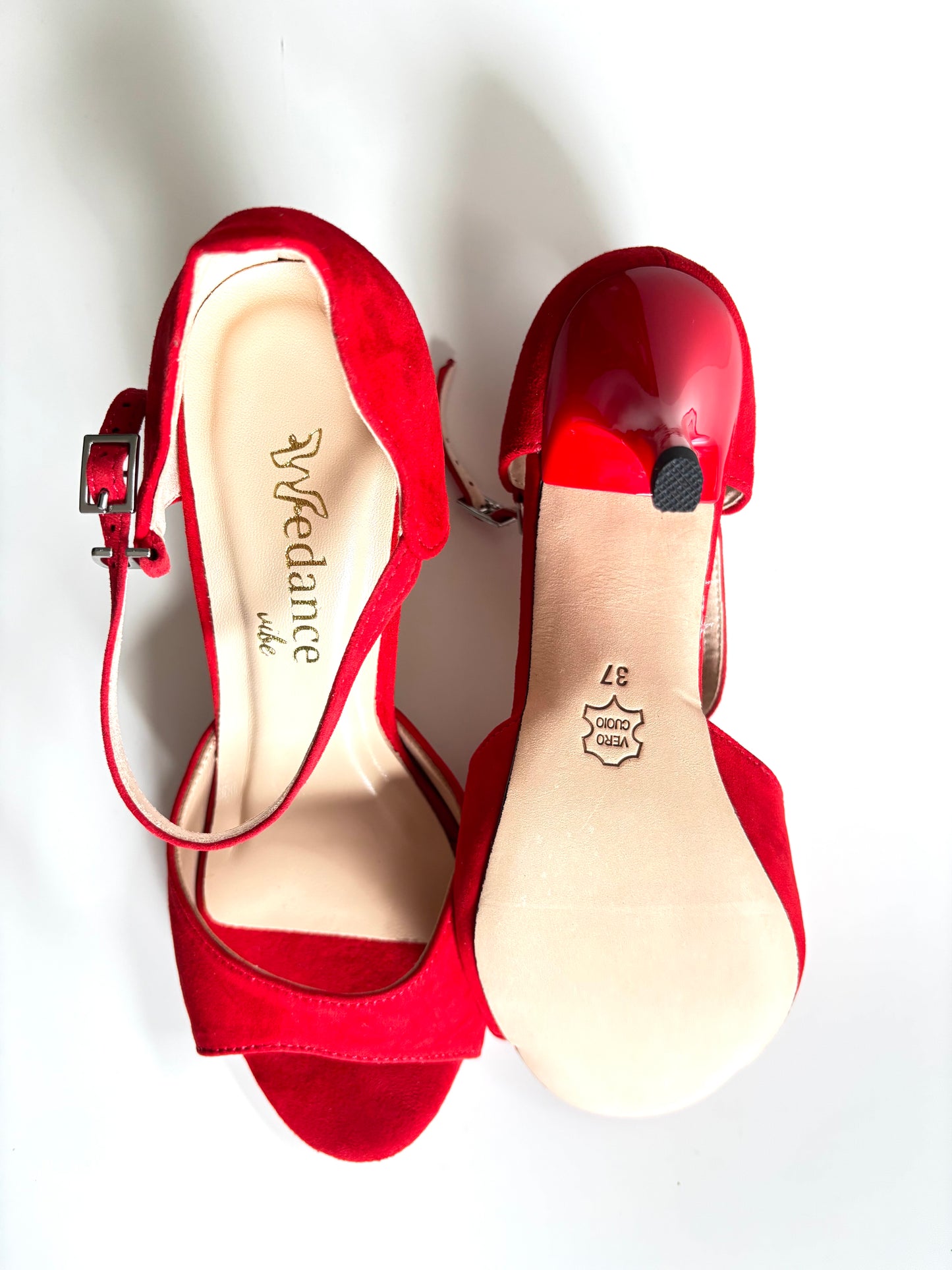Roja – Red Suede Tango Shoes with 7.5 cm Heel (Wide Fit)