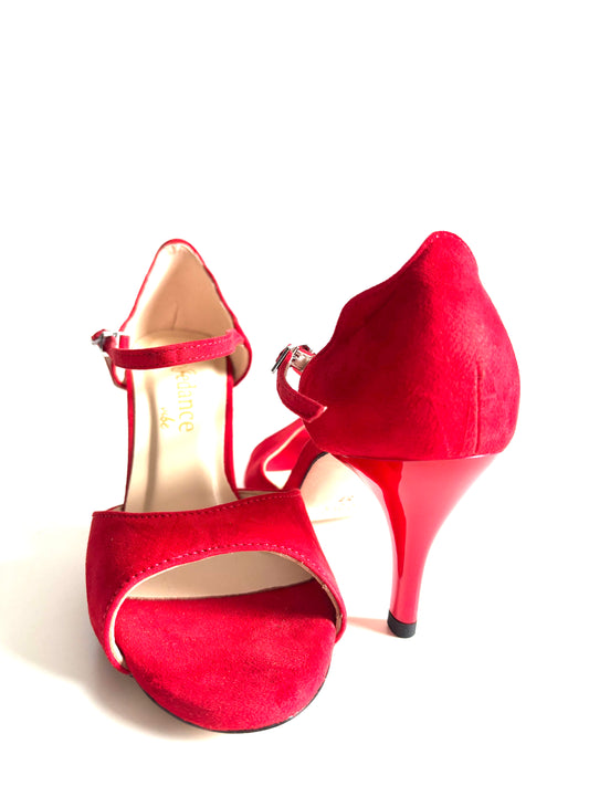 Roja – Red Suede Tango Shoes with 7.5 cm Heel (Wide Fit)