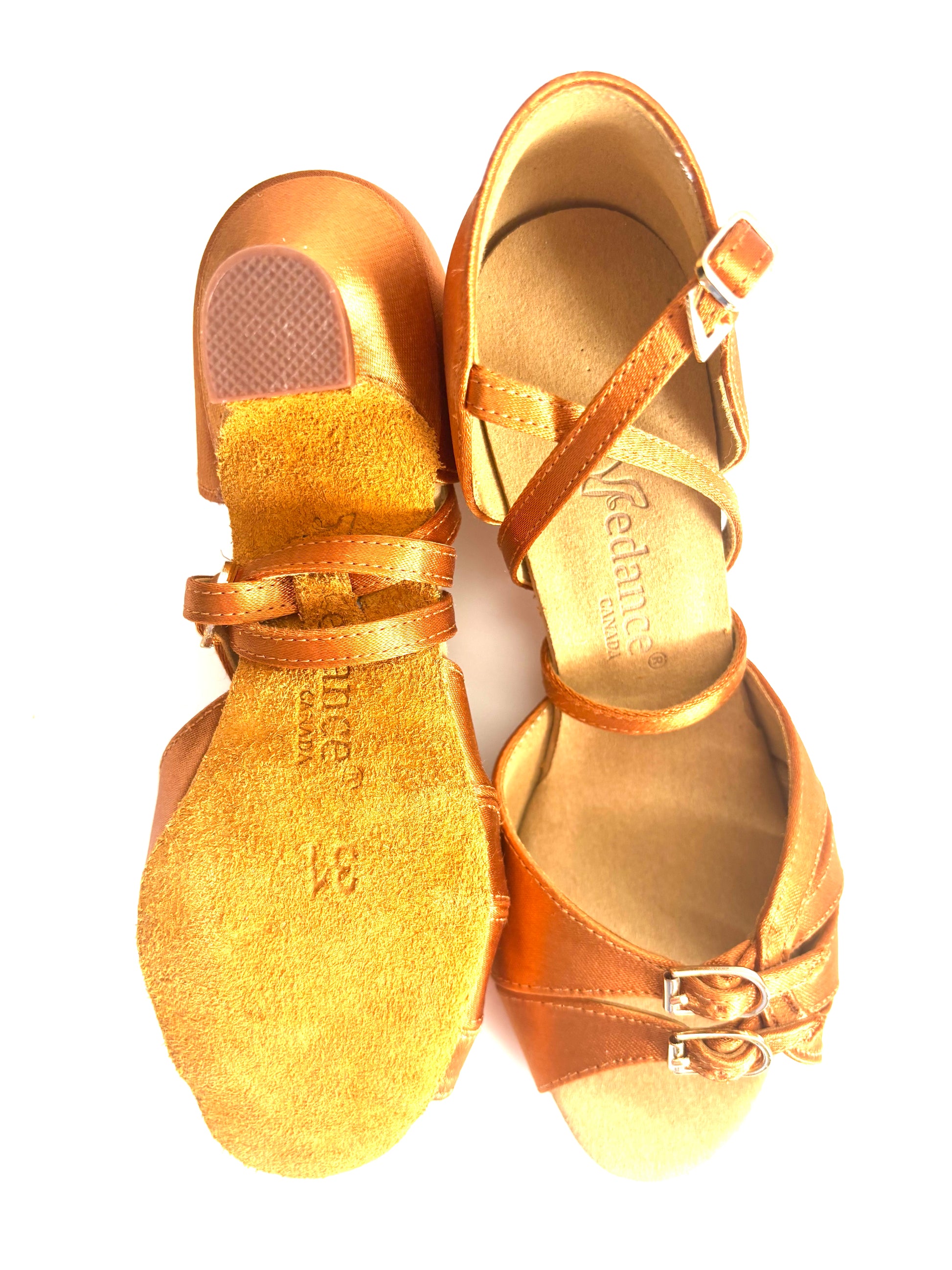 Dark Tan Satin Girl or Women Dance Shoes