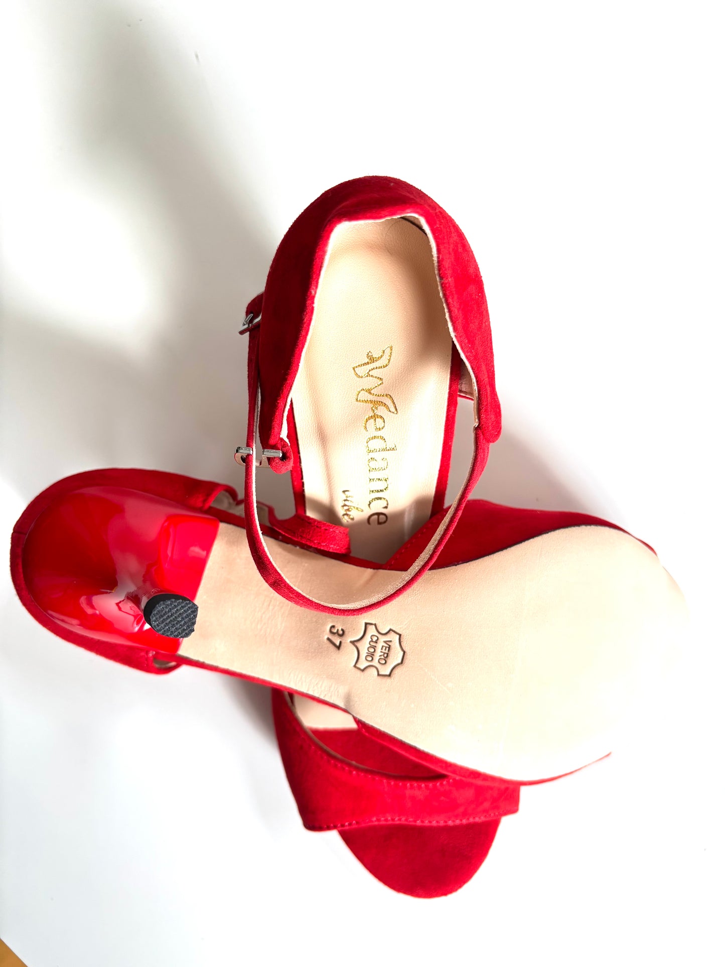Roja – Red Suede Tango Shoes with 7.5 cm Heel (Wide Fit)