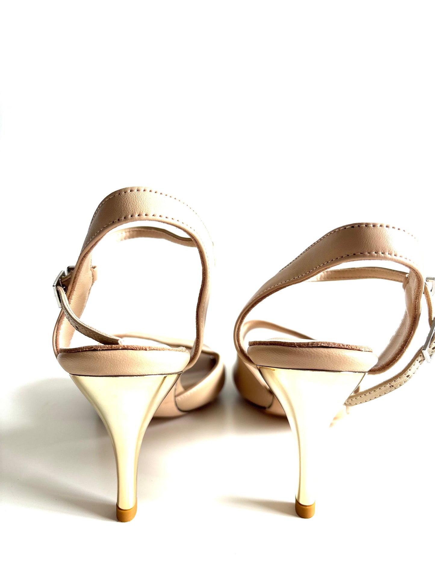 Luz – Nude Open-Back Tango Shoes with 7.5 cm Gold Heel, Wide