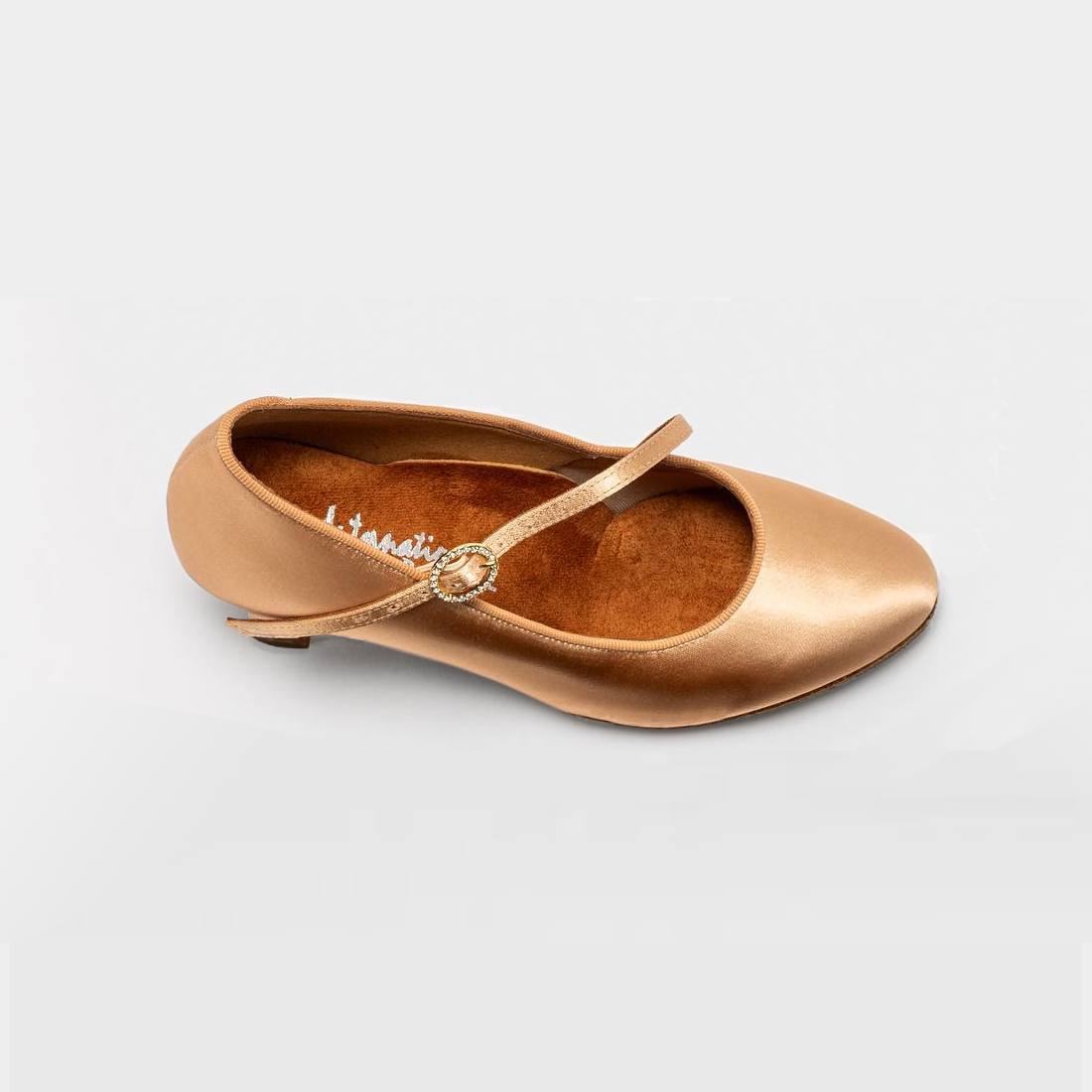 IDS ICS Round Toe Single Strap Peach Satin Ballroom Shoes
