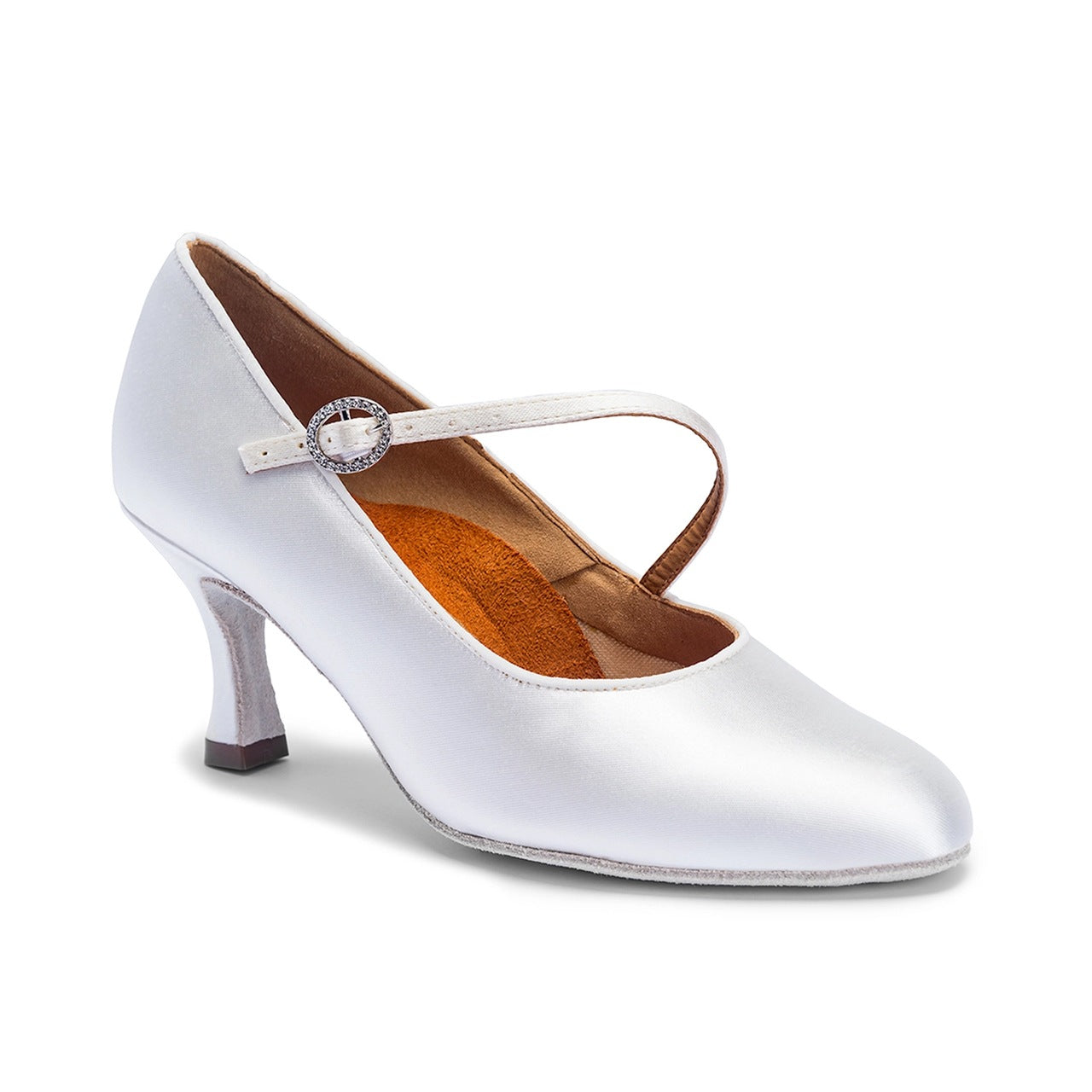 IDS ICS Round Toe Single Strap Peach Satin Ballroom Shoes