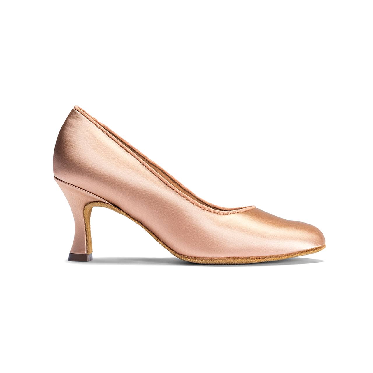 IDS ICS Round Toe No Strap Peach Satin Ballroom Shoes