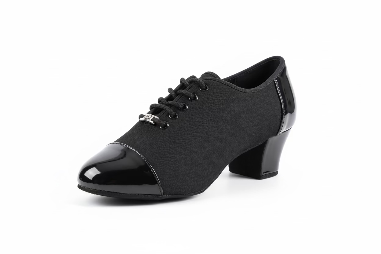 Women Patent+Canvas Dance Shoes – 55 mm Heel, Whole Sole - Latin & Ballroom Practice