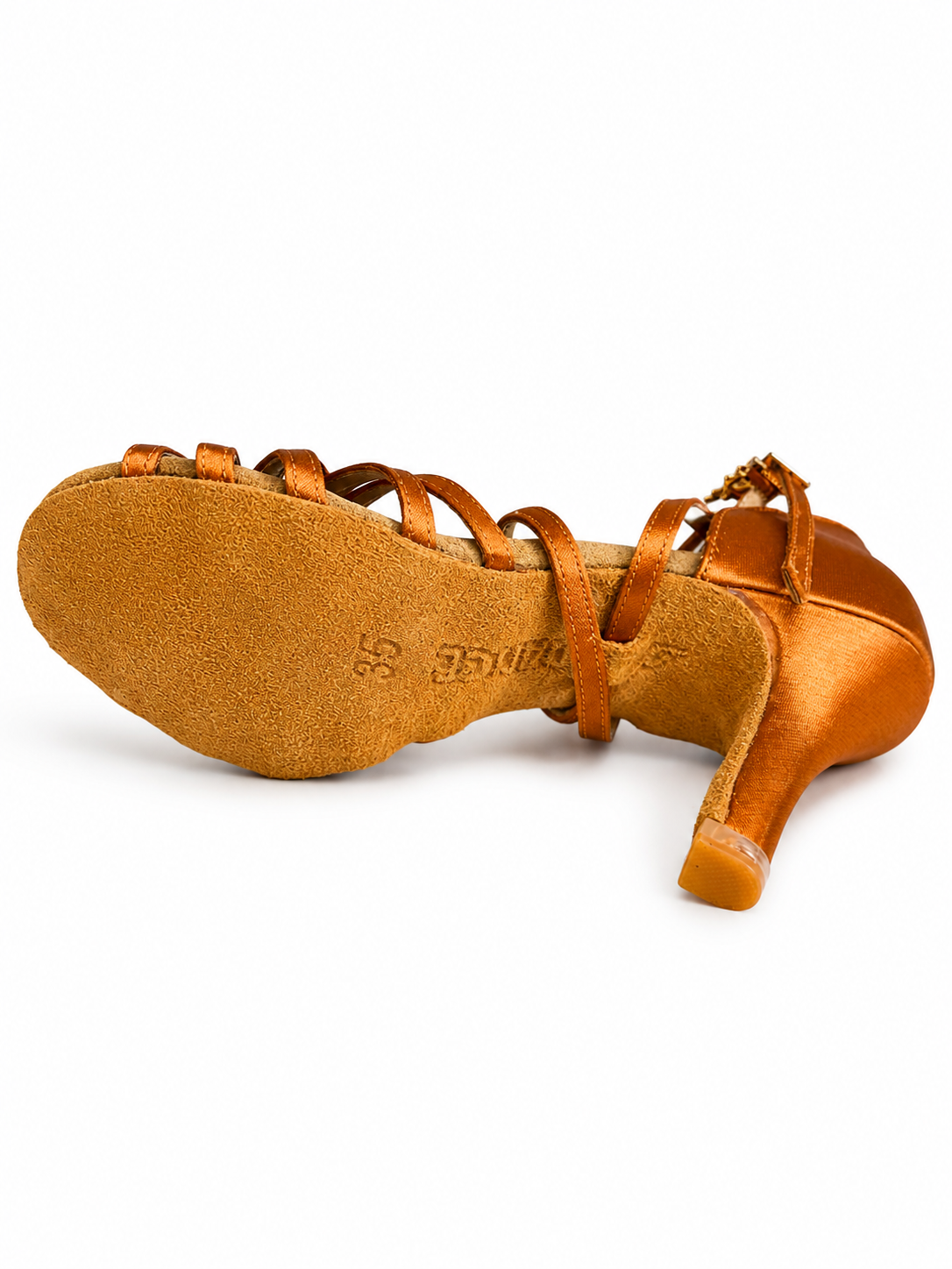 BD Dance 216 – Women’s Latin Dance Shoes, Dark Tan Satin, 85 mm / 3” Slim Heel