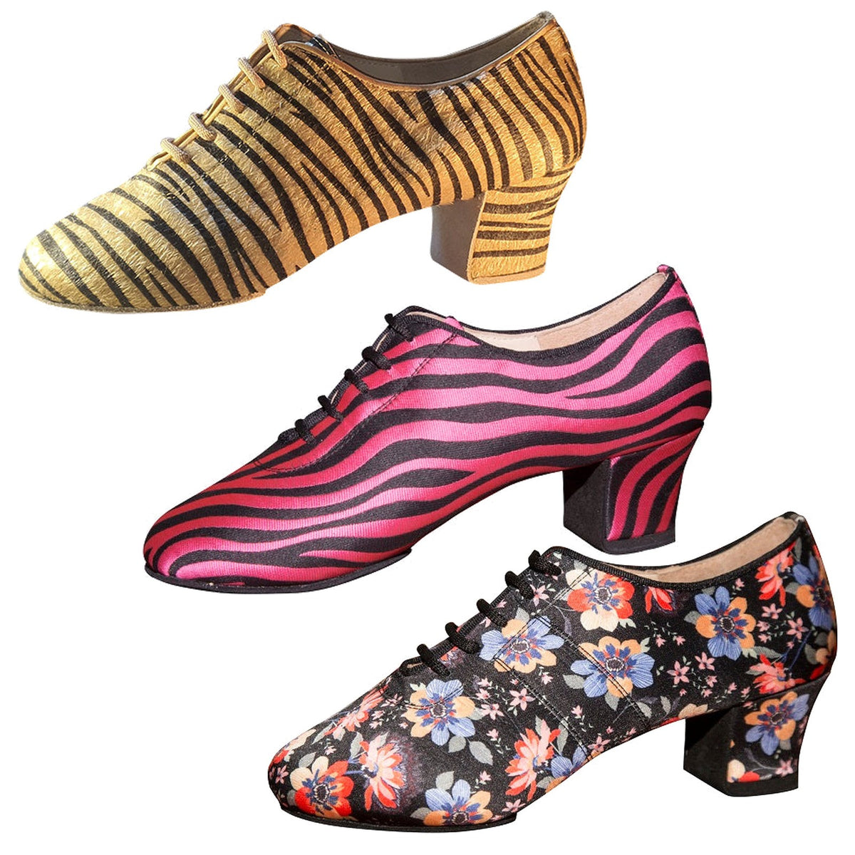 AIDA 121D Latin practice shoes — three of the available colourways