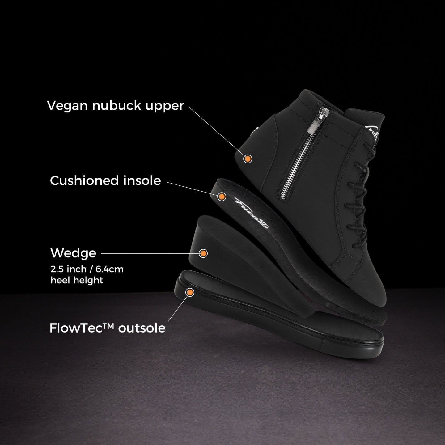 Fuego All-black Wedge Dance Sneakers
