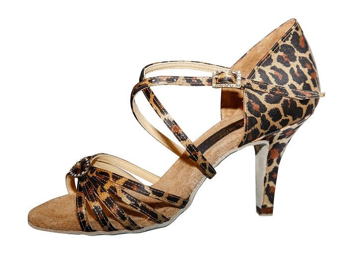 Aida Dance AMANDA 082 E - Women's Latin Dance Shoes, Dark Tan Satin, Natural Suede Insole, Fully Customizable