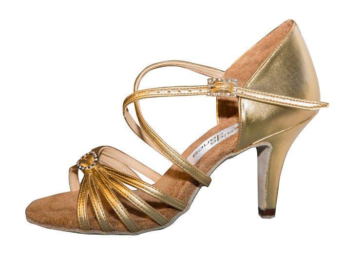 Aida Dance AMANDA 082 E - Women's Latin Dance Shoes, Dark Tan Satin, Natural Suede Insole, Fully Customizable