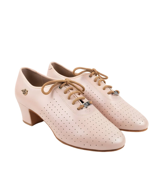 Women’s Beige Leather Practice Dance Shoes – Split Sole Latin & Ballroom Training Heels
