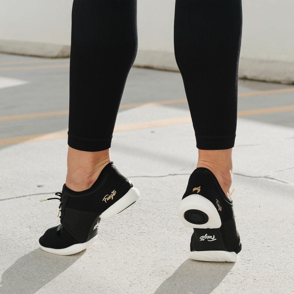 Fuego Black Split-Sole Dance Sneakers