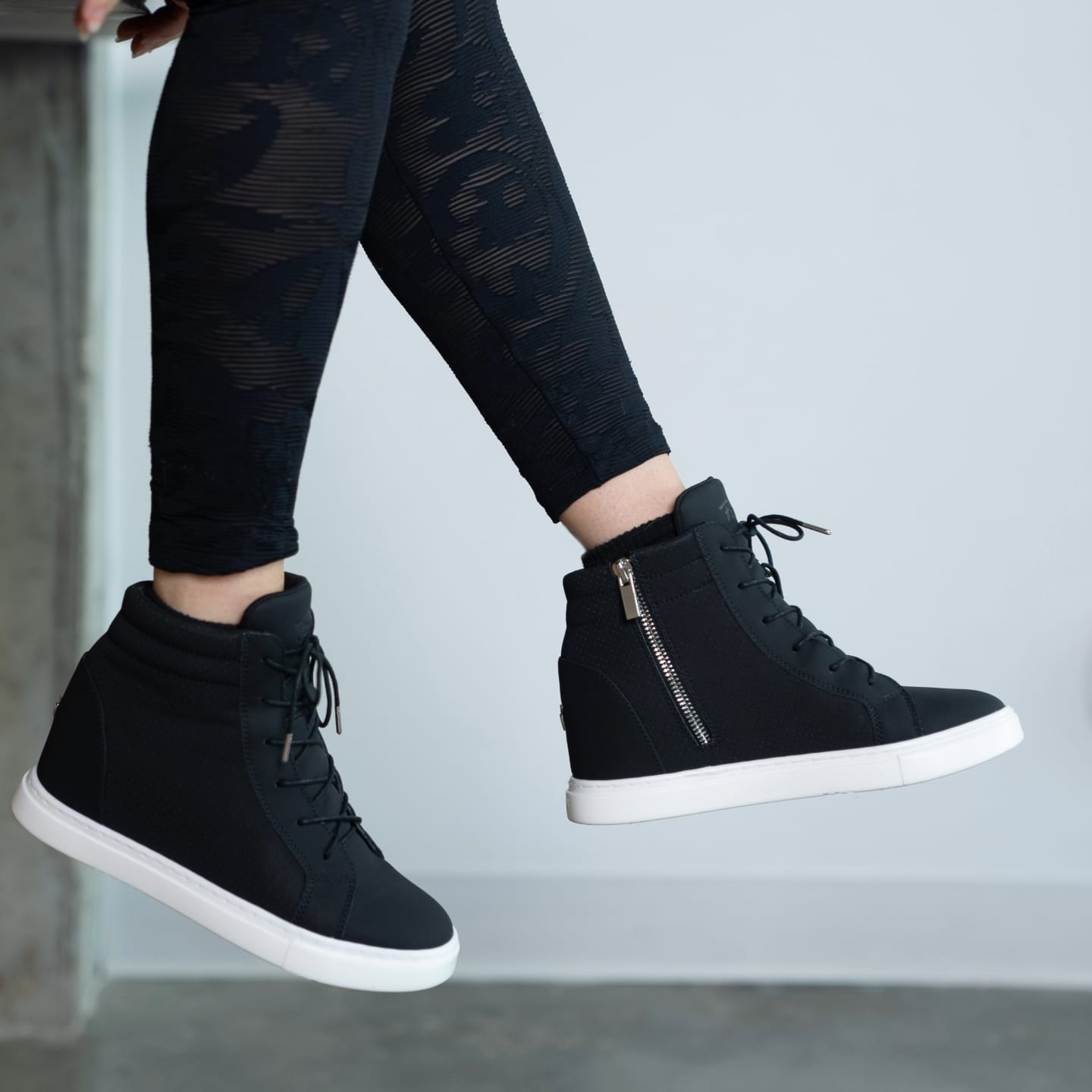 Fuego Black Wedge Dance Sneakers