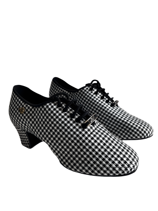 Houndstooth - Black & White, Split Sole Practice Shoes for Ballroom & Latin Dance upscaled