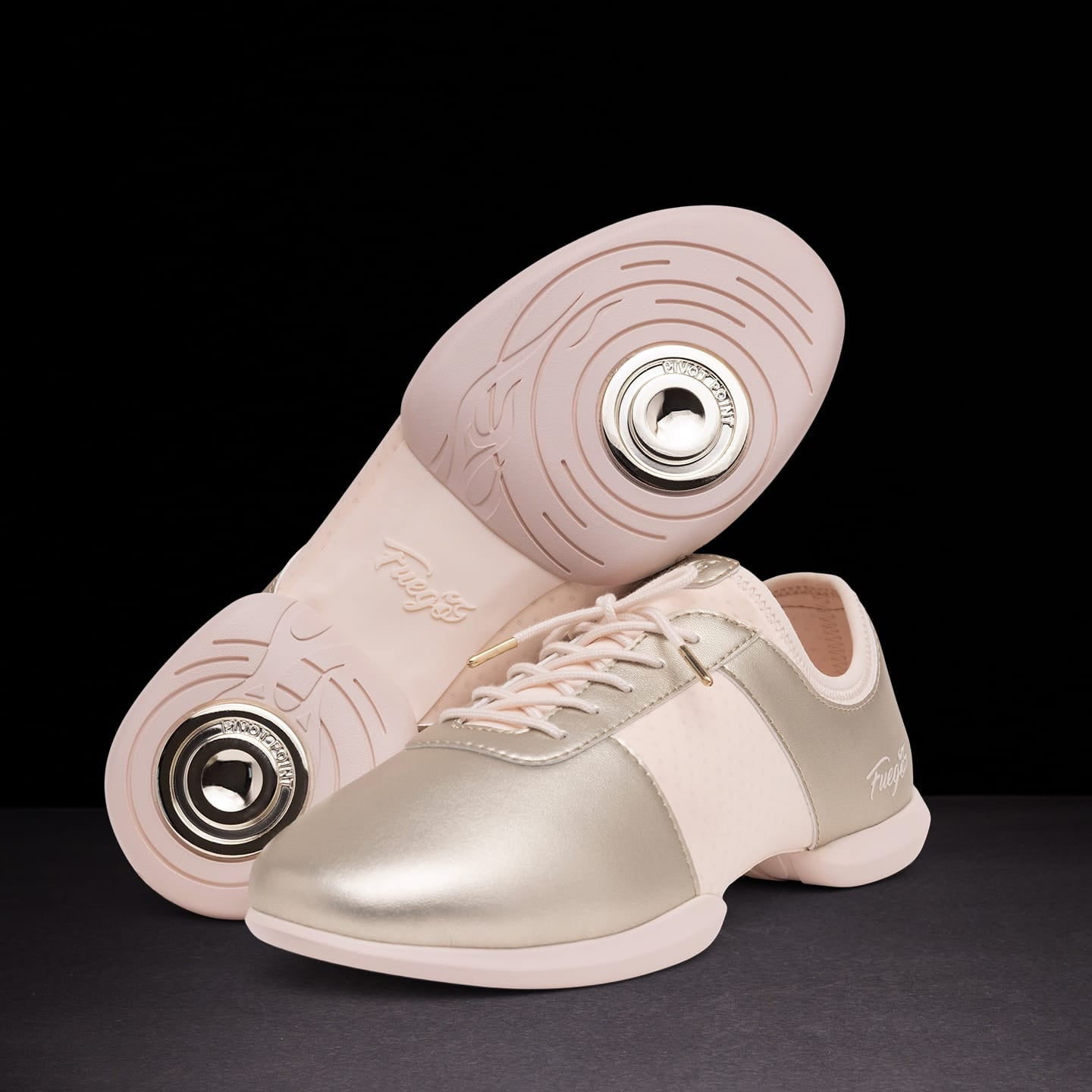 Fuego Split-Sole Dance Sneakers — Champagne