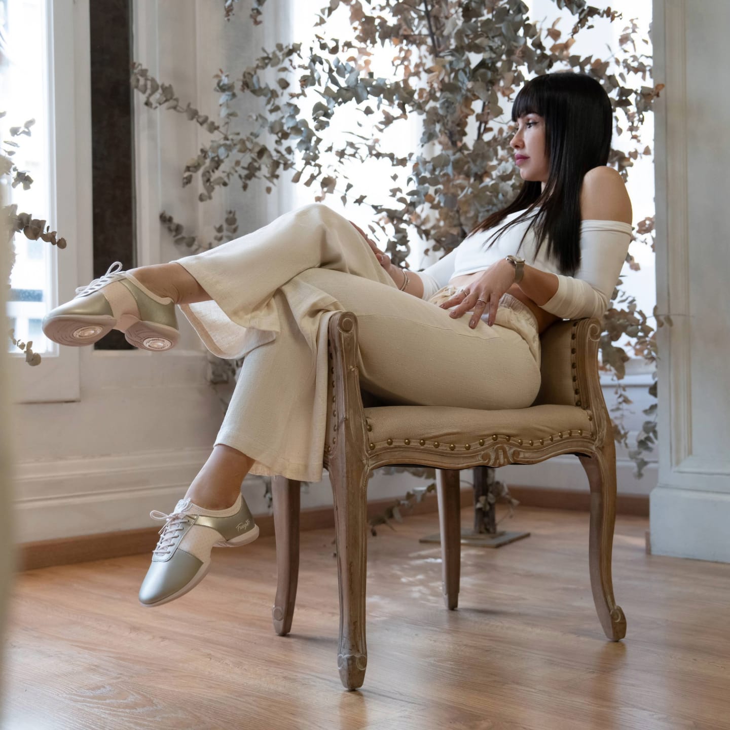 Fuego Champagne Split-Sole Dance Sneakers
