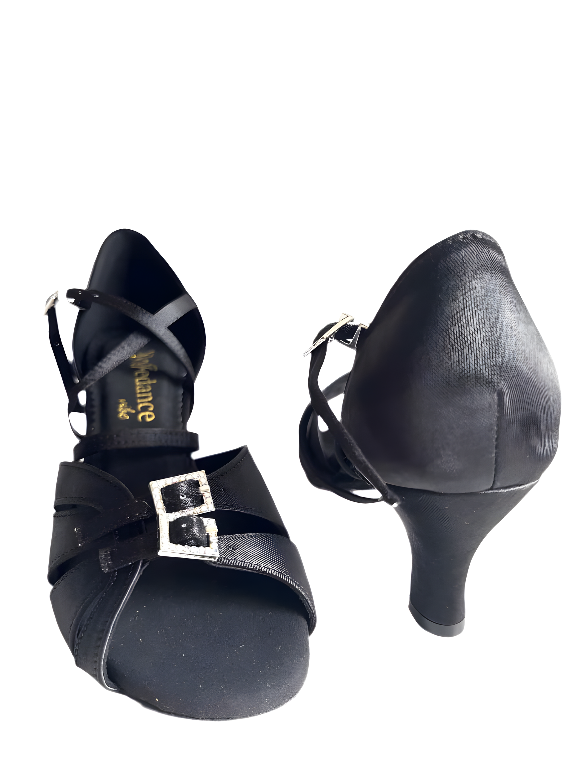 WV 1414 Black Satin with Crystal Buckles, 2.5” Heel, Wide upscaled