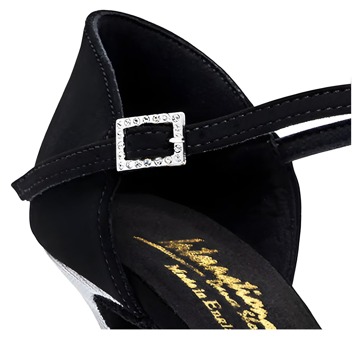 Jenny — IDS Ladies Social Dance Shoes — Black Nubuck/Steel Pixel