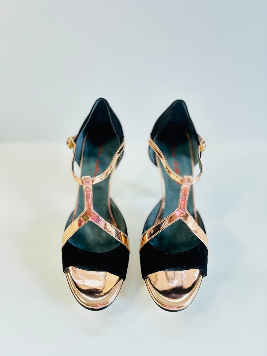 Tango Dance Shoes, Black & Gold, Rosso Latino