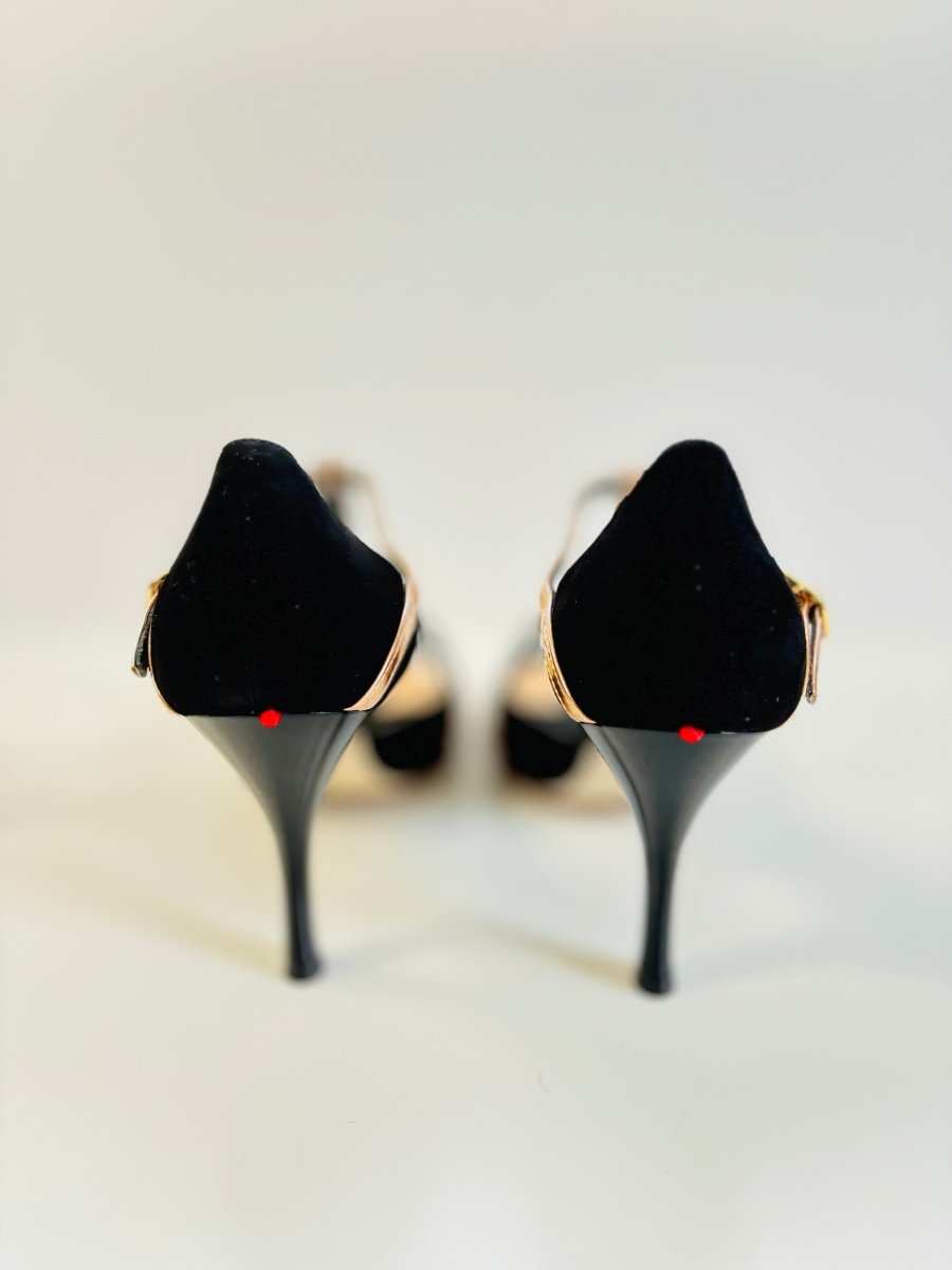 Tango Dance Shoes, Black & Gold, Rosso Latino