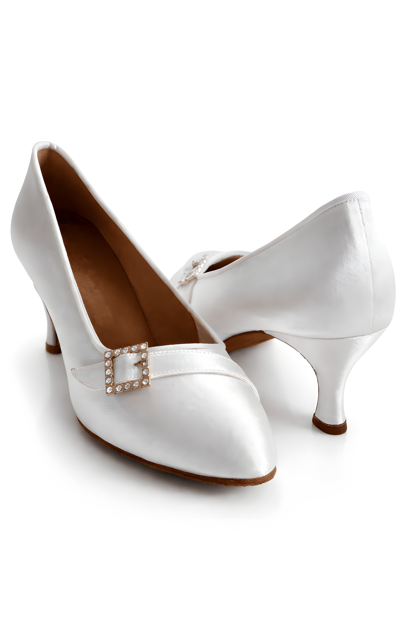ELENA – Women’s White Satin Standard Ballroom Shoes, 65 mm / 2.5” Heel upscaled