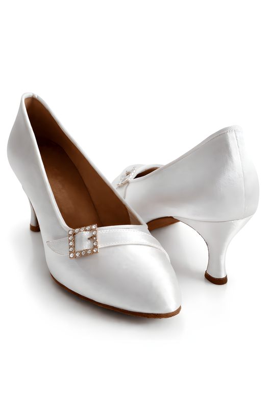 ELENA – Women’s White Satin Standard Ballroom Shoes, 65 mm / 2.5” Heel upscaled