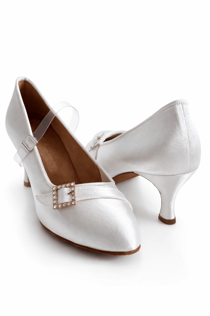 ELENA – Women’s White Satin Standard Ballroom Shoes, 65 mm / 2.5” Heel - BD Dance - Wedance