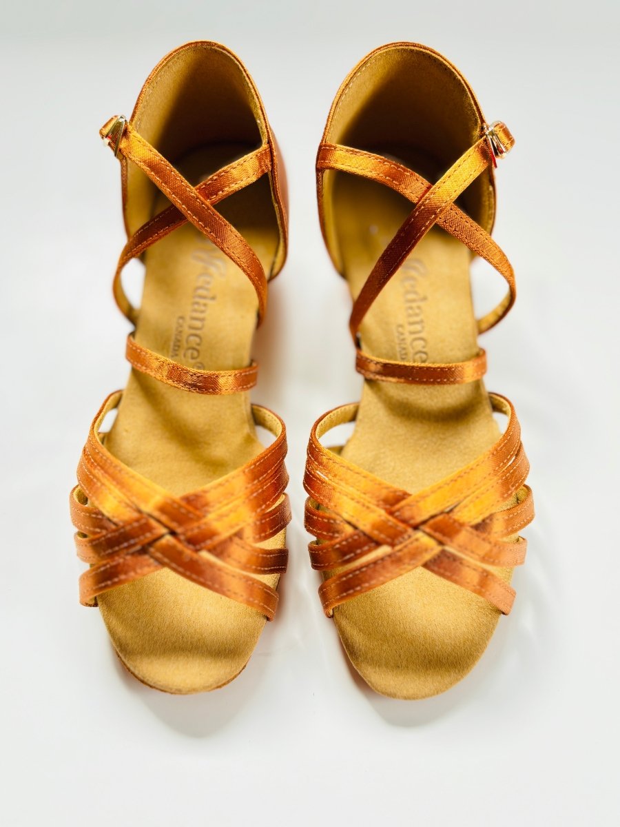 Eva dark tan satin Latin dance shoes