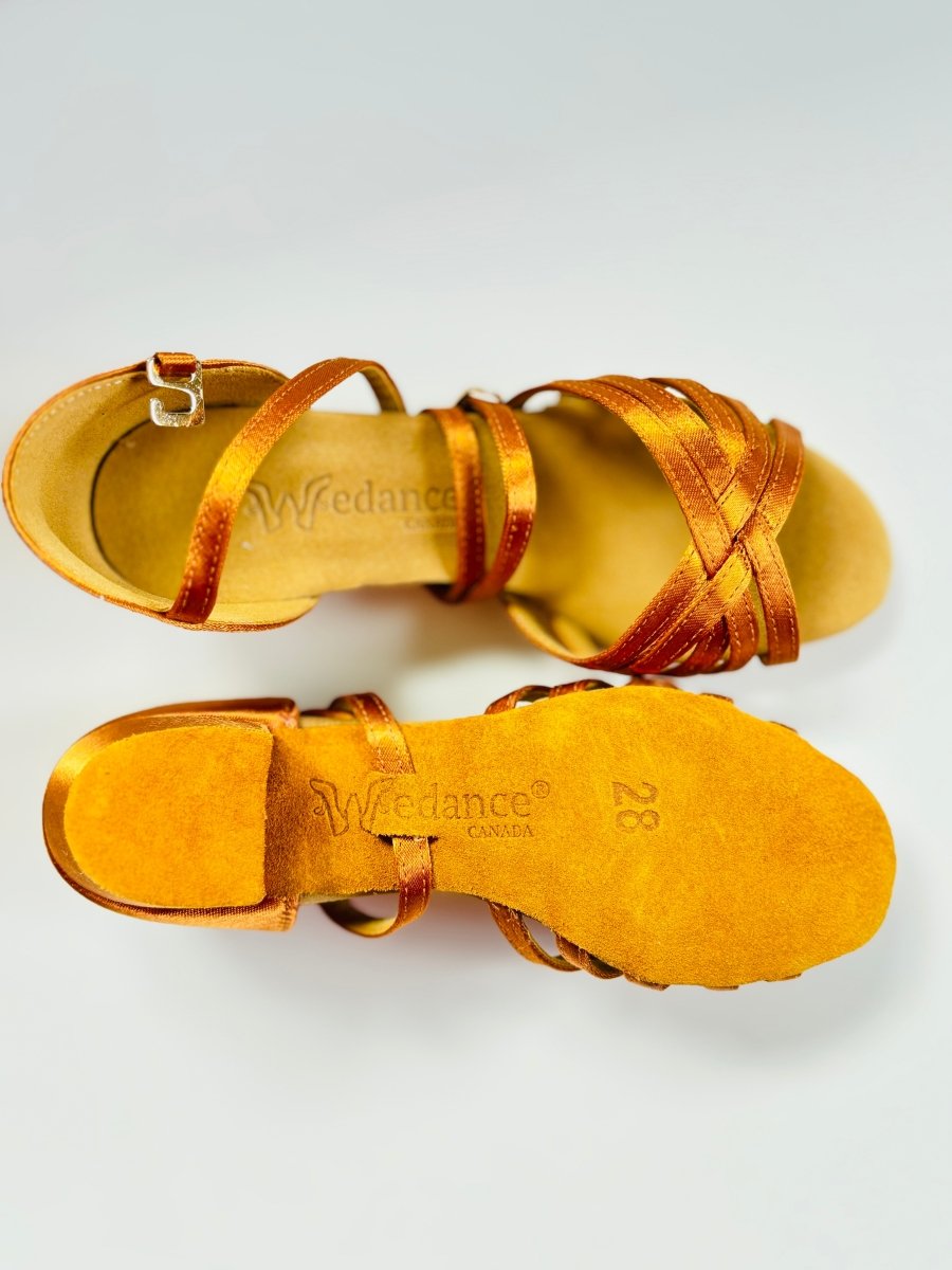 Eva dark tan satin Latin dance shoes