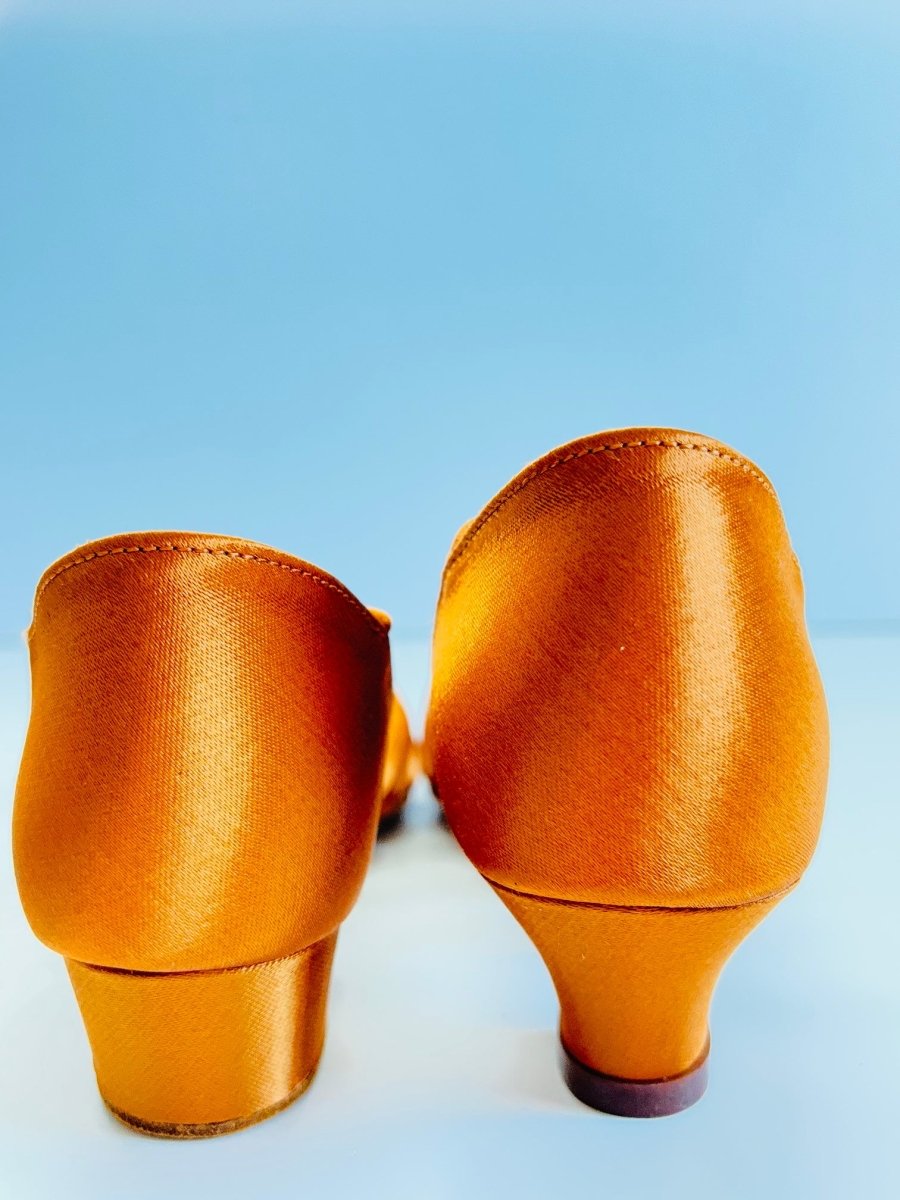 Eva dark tan satin Latin dance shoes