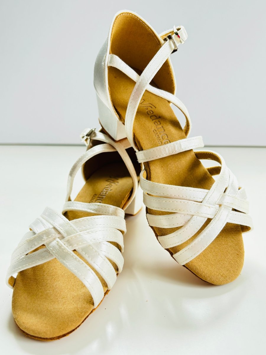Kids' or Women's Ballroom / Latin / Salsa Dance Shoes, White Satin, 35mm/ 1.4" heel