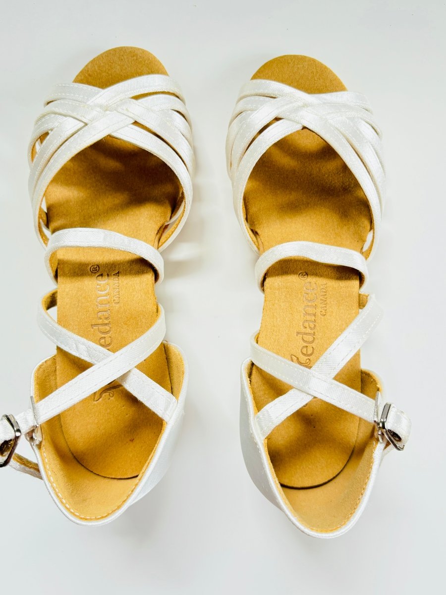 Kids' or Women's Ballroom / Latin / Salsa Dance Shoes, White Satin, 35mm/ 1.4" heel