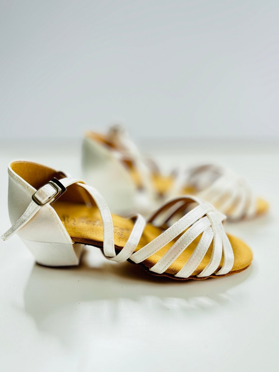 Kids' or Women's Ballroom / Latin / Salsa Dance Shoes, White Satin, 35mm/ 1.4" heel