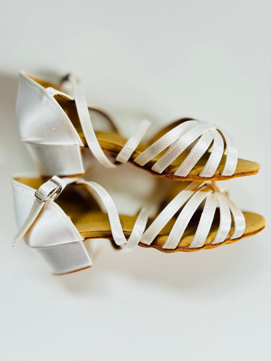 Kids' or Women's Ballroom / Latin / Salsa Dance Shoes, White Satin, 35mm/ 1.4" heel