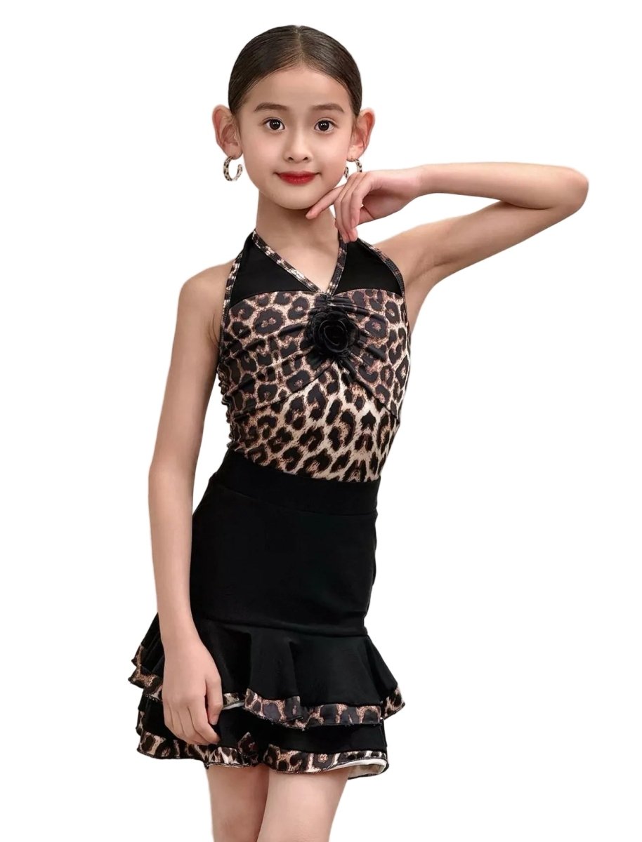 Girls Leopard Print Latin Dance Skirt with Leotard - Wedance - Wedance