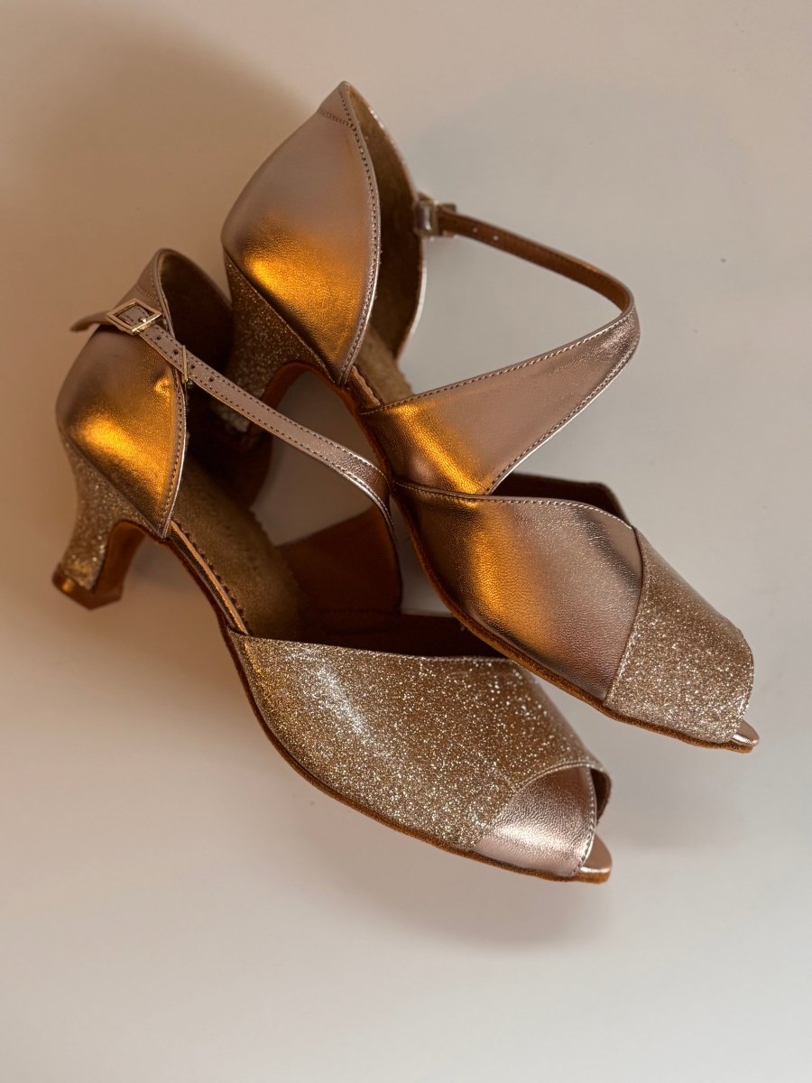 Glitter Ballroom Dance Shoes for Women – Low Heel, Cross Strap Latin & Social Dance Sandals - Wedance - Wedance