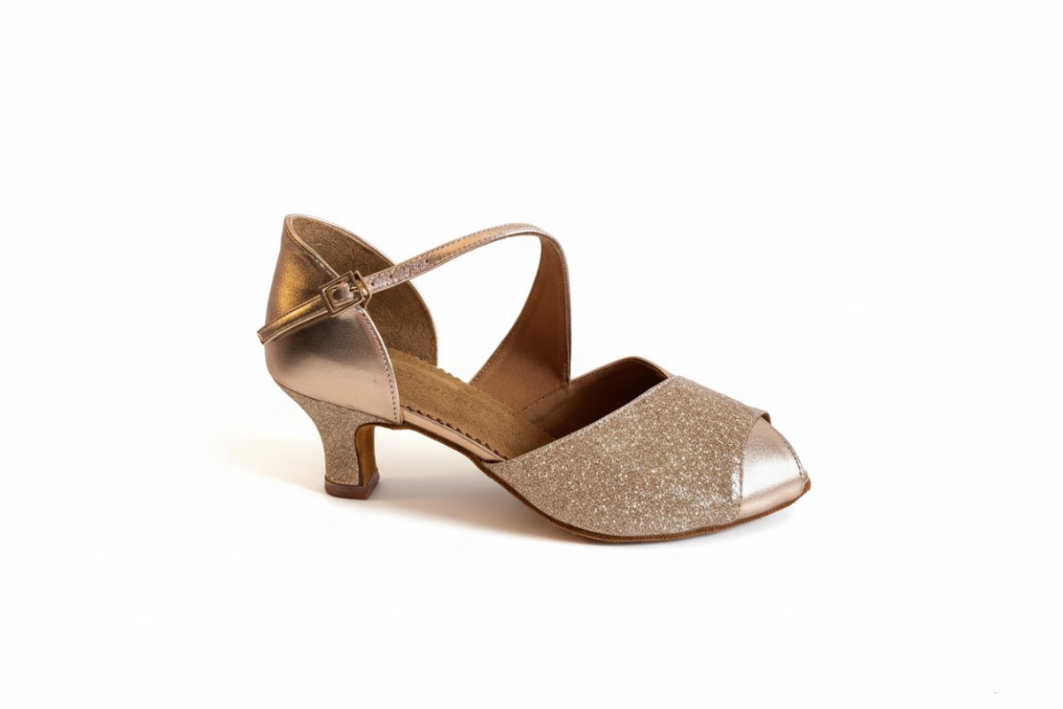 Glitter Ballroom Dance Shoes for Women – Low Heel, Cross Strap Latin & Social Dance Sandals - Wedance - Wedance