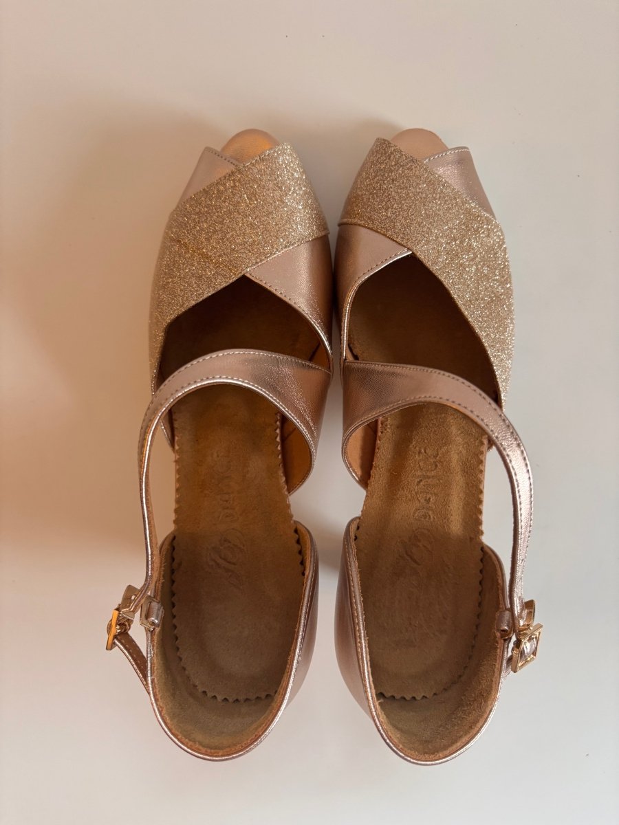 Glitter Ballroom Dance Shoes for Women – Low Heel, Cross Strap Latin & Social Dance Sandals - Wedance - Wedance