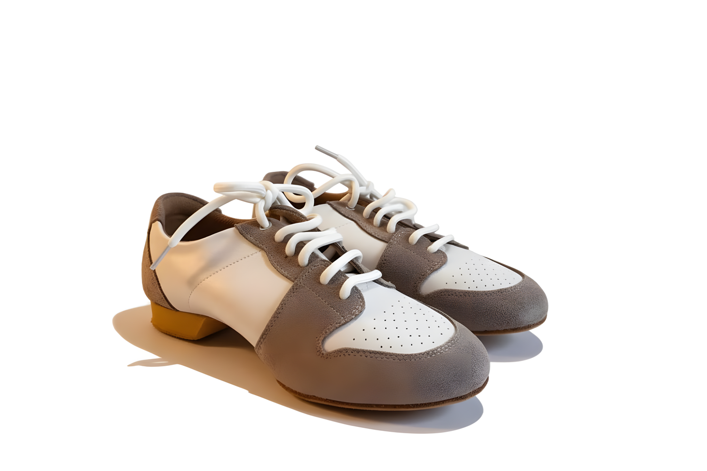White & Beige Nubuck & Leather Practice & Teaching Shoes for Women – Split Sole upscaled