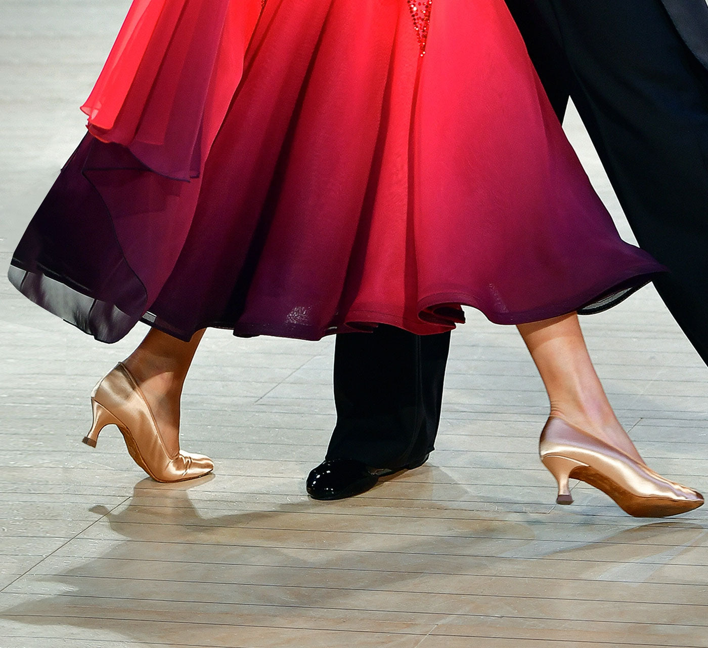 IDS ICS Round Toe No Strap Peach Satin Ballroom Shoes