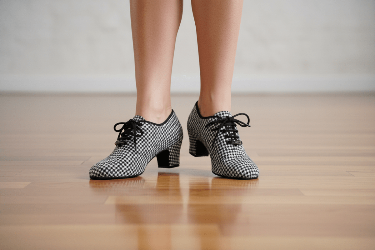 Houndstooth - Black & White Split Sole Practice Shoes for Ballroom & Latin Dance - BD Dance - Wedance