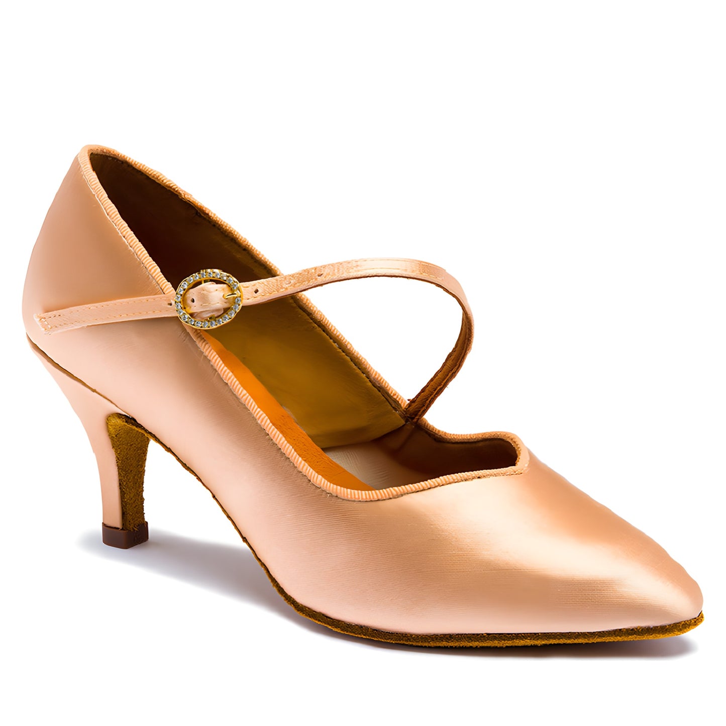 ICS SuperStar SingleStrap — IDS Ladies Ballroom Dance Shoes — Peach Satin