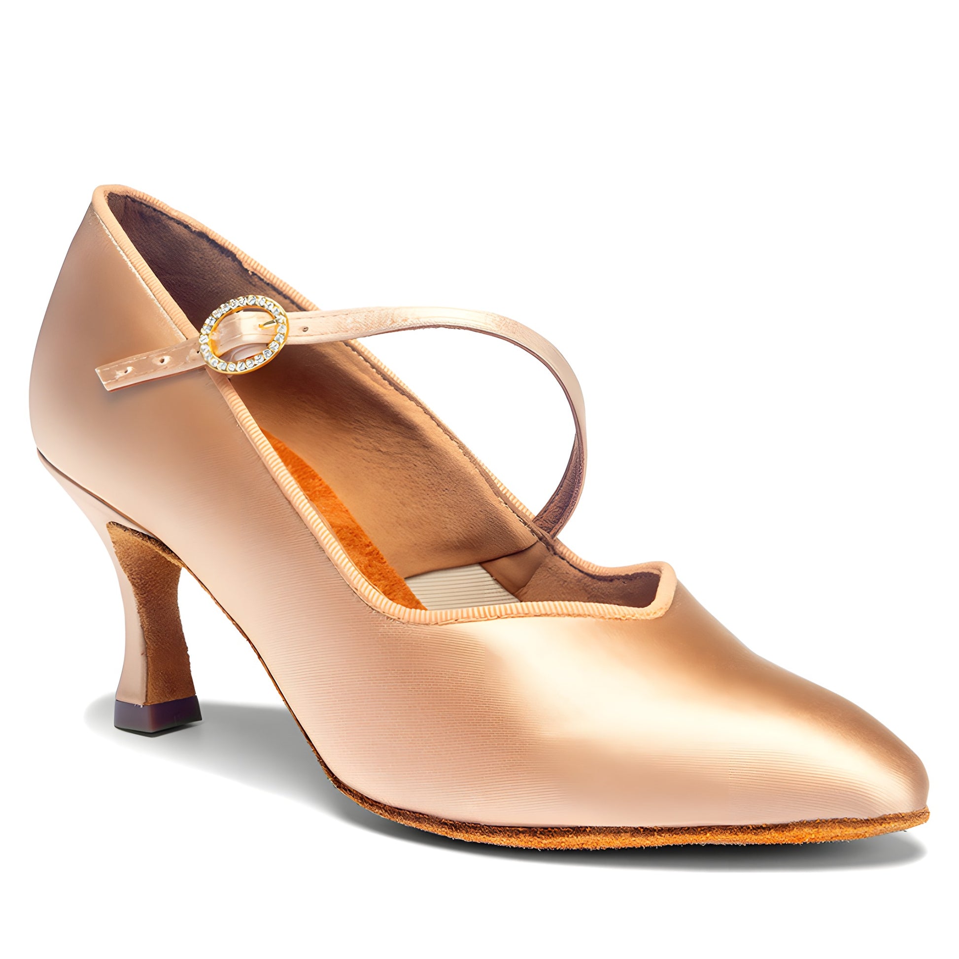 ICS SuperStar SingleStrap — IDS Ladies Ballroom Dance Shoes — Peach Satin