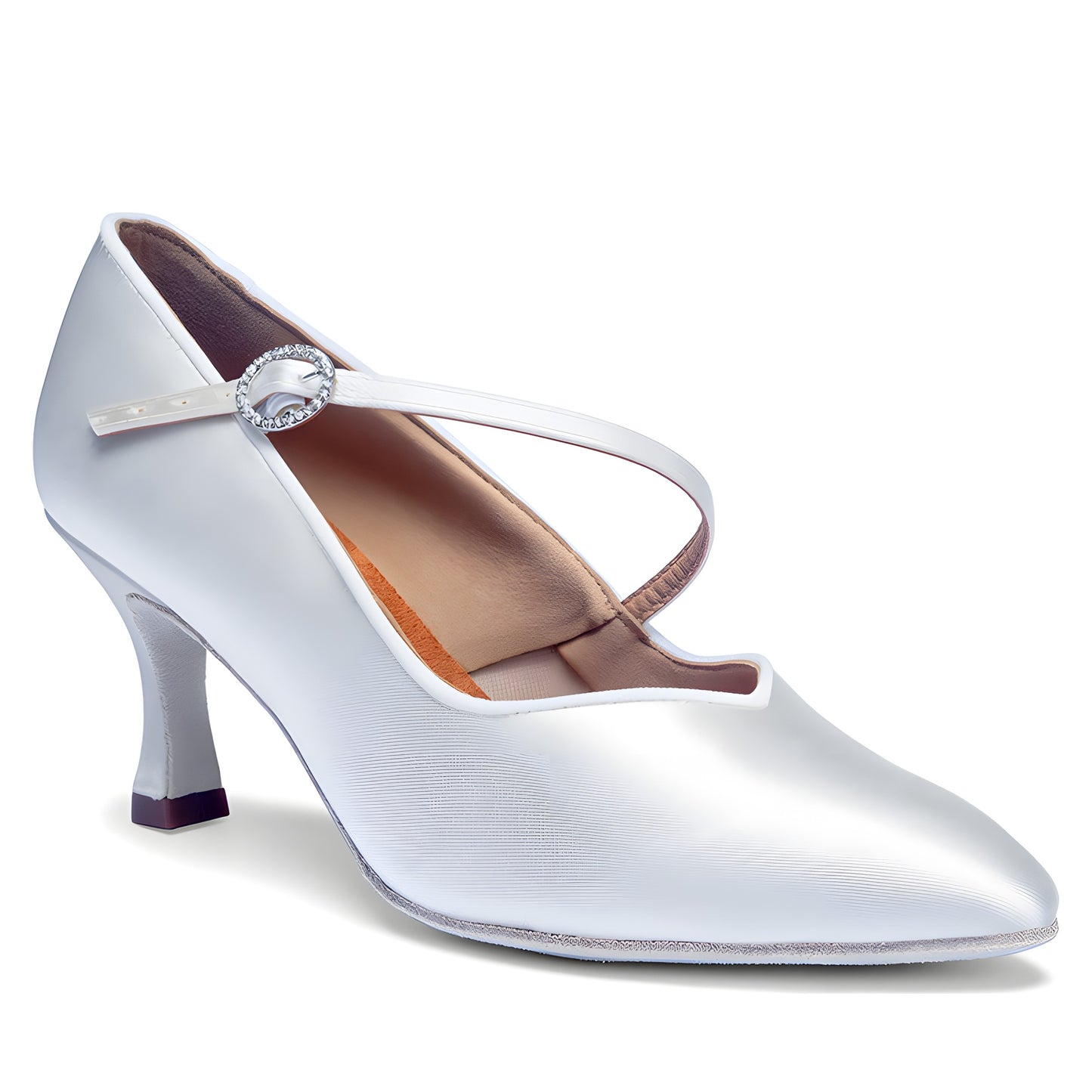 ICS SuperStar SingleStrap — IDS Ladies Ballroom Dance Shoes — White Satin