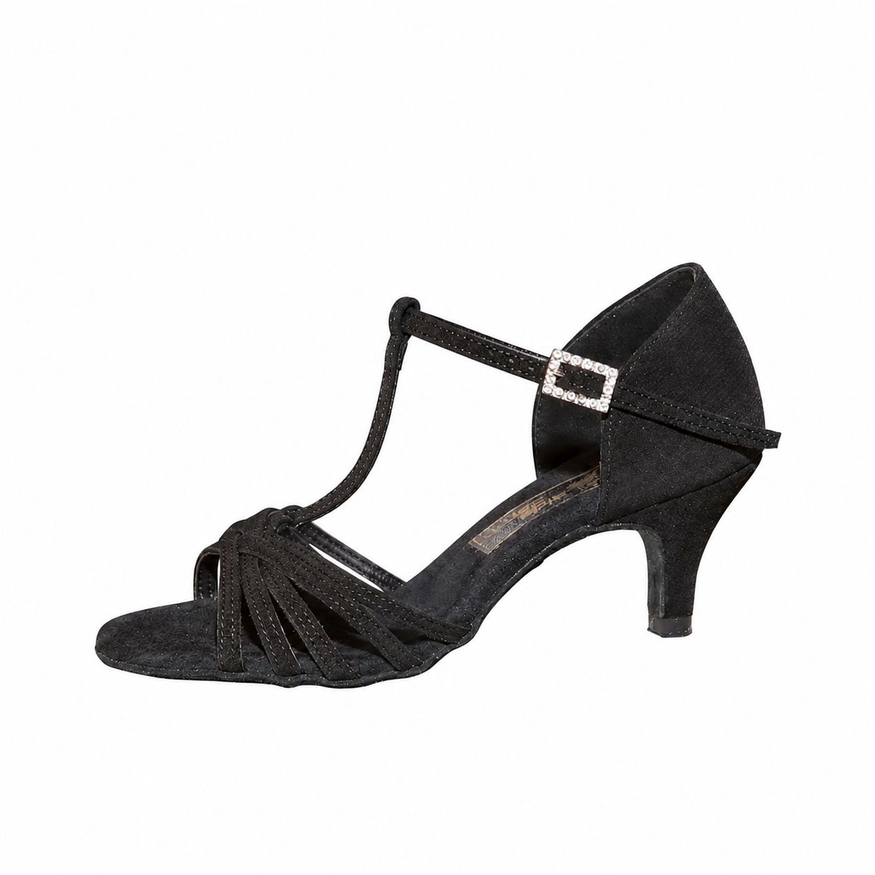 AIDA Karina 070T – Women's Latin Dance Shoes, T-Strap — T-Strap Black Satin