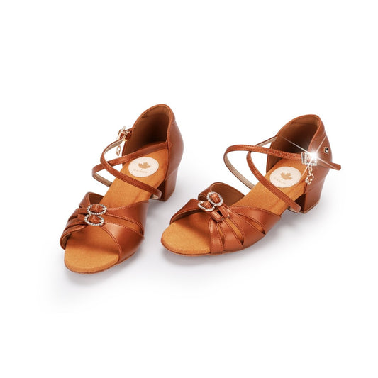 Kids’ Latin Dance Shoes GL500 - Bronze Leather - Dance Shoes - CANDY Dance Shoes - Wedance