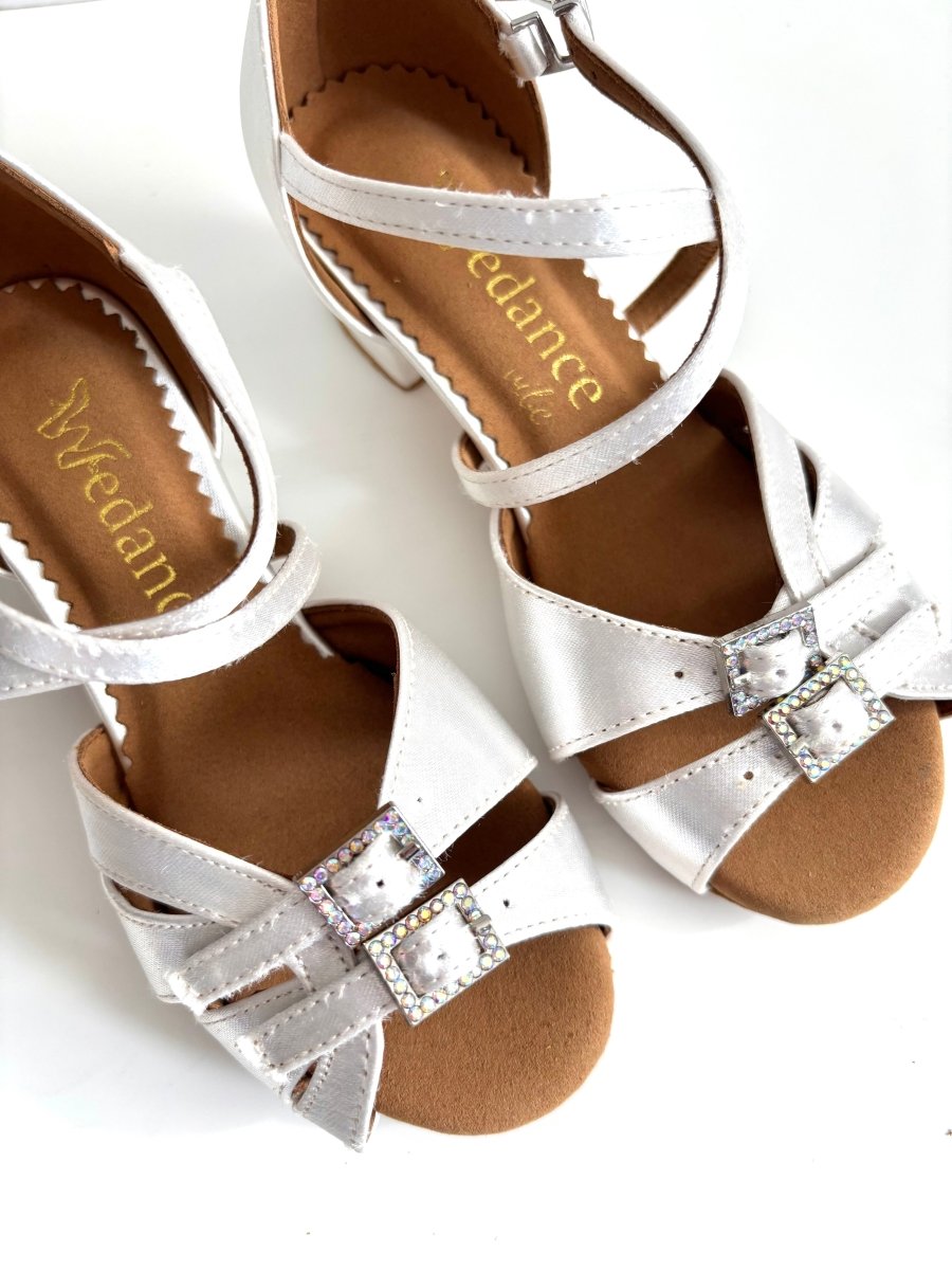 Kids’ Latin Dance Shoes - Lily, White (Wide Fit) - Dance Shoes - Wedance Vibe - Wedance