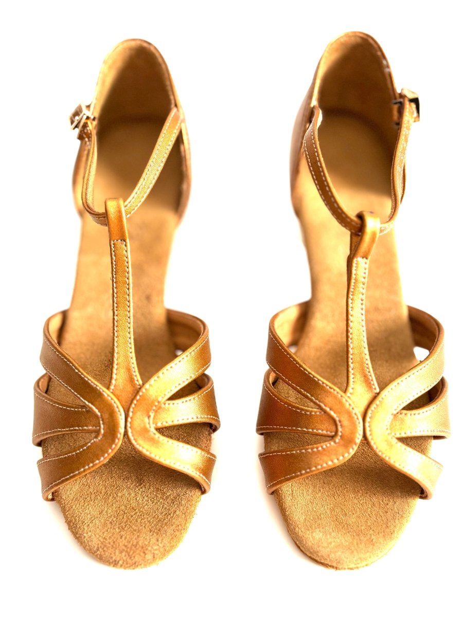 BD Dance Women's Latin Dance Shoes, Dark Tan Leather, Natural Suede Insole, 55 mm/2’ heel