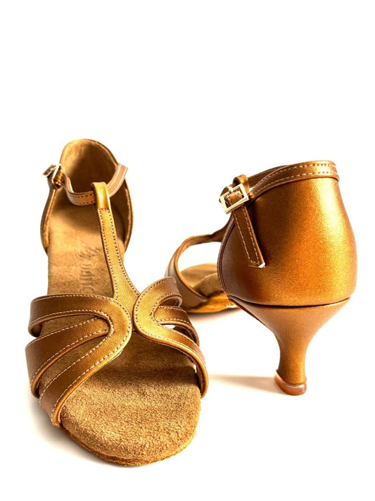 BD Dance Women's Latin Dance Shoes, Dark Tan Leather, Natural Suede Insole, 55 mm/2’ heel