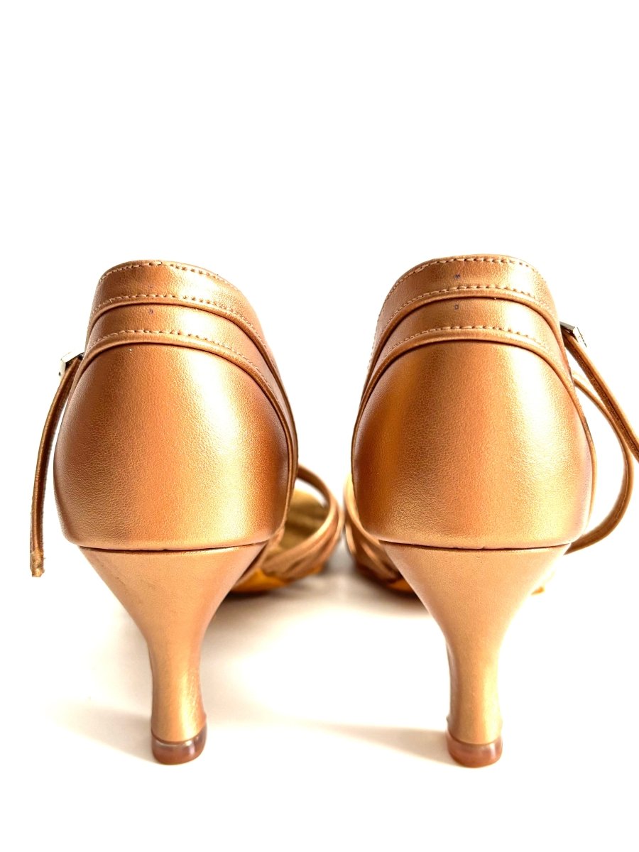 BD Dance Women's Latin Dance Shoes, Tan Leather, Natural Suede Insole, 65 mm/2.5’ heel